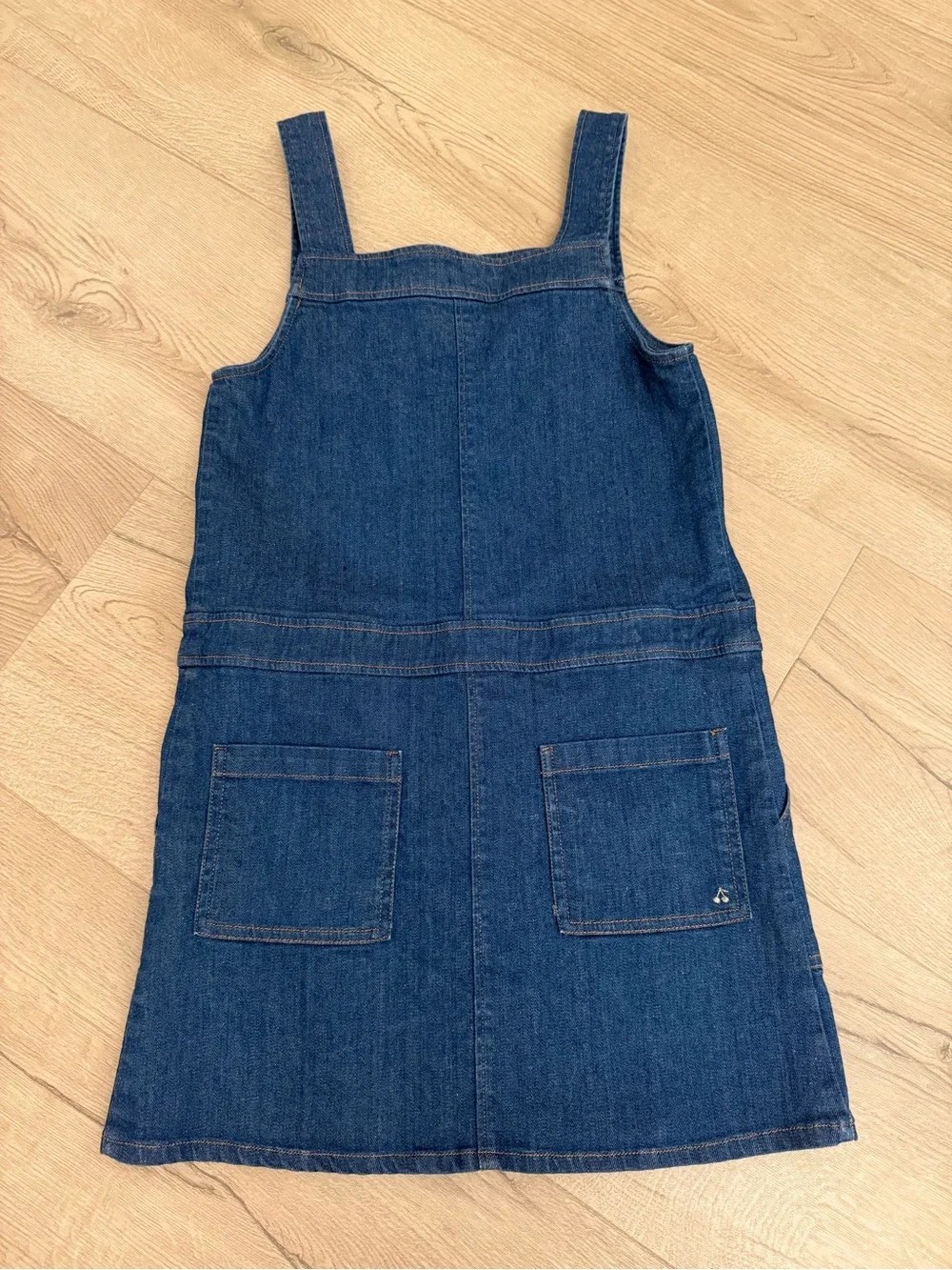 Bonpoint Dark Blue Denim Button Pinafore Dress - Picture 4 of 5